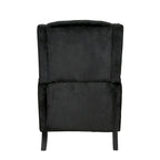Black Velvet Mid-Century Wingback Push-Back Recliner with Footrest, Button-tufted Back
