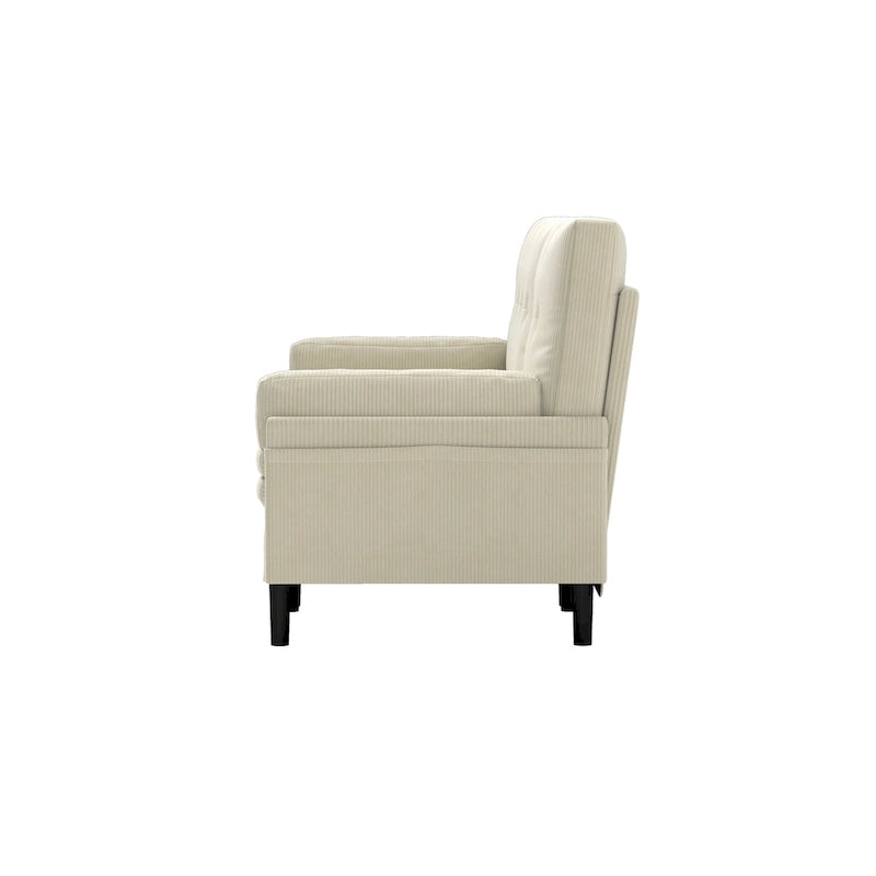 Fauteuil simple convertible multifonctionnel en velours côtelé, Ivoire 30.32, Canapé-lit