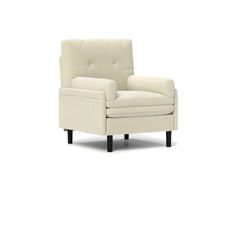Fauteuil simple convertible multifonctionnel en velours côtelé, Ivoire 30.32, Canapé-lit