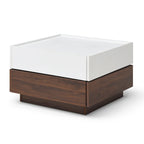 Table basse 2 pièces,Table rotative avec 2 tiroirs,Table basse haute en bois à 2 niveaux avec rangement,Table carrée avec plateau pivotant