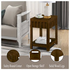 25 Rectangular Farmhouse End Table with Storage Shelf, Sofa Side Table with Solid Wood Legs for Living Room, Bedroom, Office