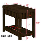 25 Rectangular Farmhouse End Table with Storage Shelf, Sofa Side Table with Solid Wood Legs for Living Room, Bedroom, Office