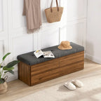 49 Entryway Shoe Storage Bench with Double Doors & Padded Cushion,Space-Saving Ottoman