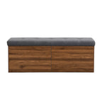 49 Entryway Shoe Storage Bench with Double Doors & Padded Cushion,Space-Saving Ottoman