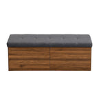 49 Entryway Shoe Storage Bench with Double Doors & Padded Cushion,Space-Saving Ottoman
