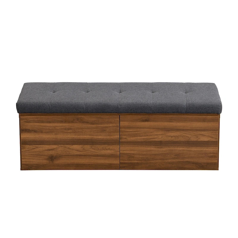 49 Entryway Shoe Storage Bench with Double Doors & Padded Cushion,Space-Saving Ottoman