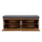 49 Entryway Shoe Storage Bench with Double Doors & Padded Cushion,Space-Saving Ottoman