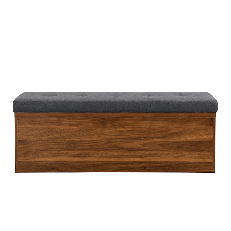 49 Entryway Shoe Storage Bench with Double Doors & Padded Cushion,Space-Saving Ottoman