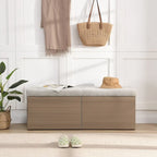 49 Entryway Shoe Storage Bench with Double Doors & Padded Cushion,Space-Saving Ottoman