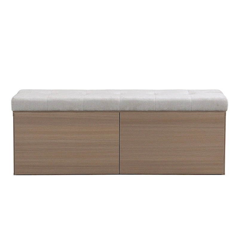 49 Entryway Shoe Storage Bench with Double Doors & Padded Cushion,Space-Saving Ottoman