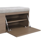 49 Entryway Shoe Storage Bench with Double Doors & Padded Cushion,Space-Saving Ottoman