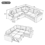 Canapé-lit d'angle convertible moderne avec 2 ports USB, 2 prises de courant et 3 oreillers