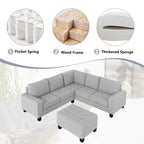 Orisfur. Canapé d'angle modulable en L peu encombrant avec pouf de rangement et porte-gobelets