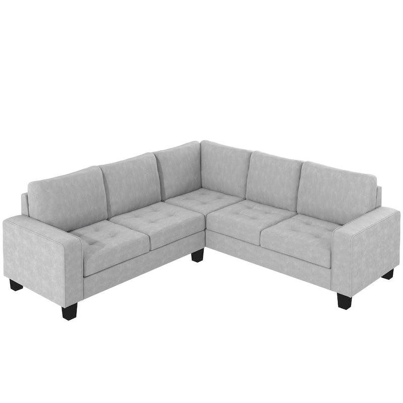 Orisfur. Canapé d'angle modulable en L peu encombrant avec pouf de rangement et porte-gobelets
