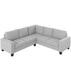 Orisfur. Canapé d'angle modulable en L peu encombrant avec pouf de rangement et porte-gobelets