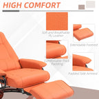Faux Leather Manual Swivel Recliner Chair with Footrest, Armrest and Wrapped Wood Base