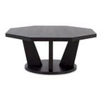 Chloe Cocktail Coffee Table, 40 Inch Octagon Espresso Brown Wood