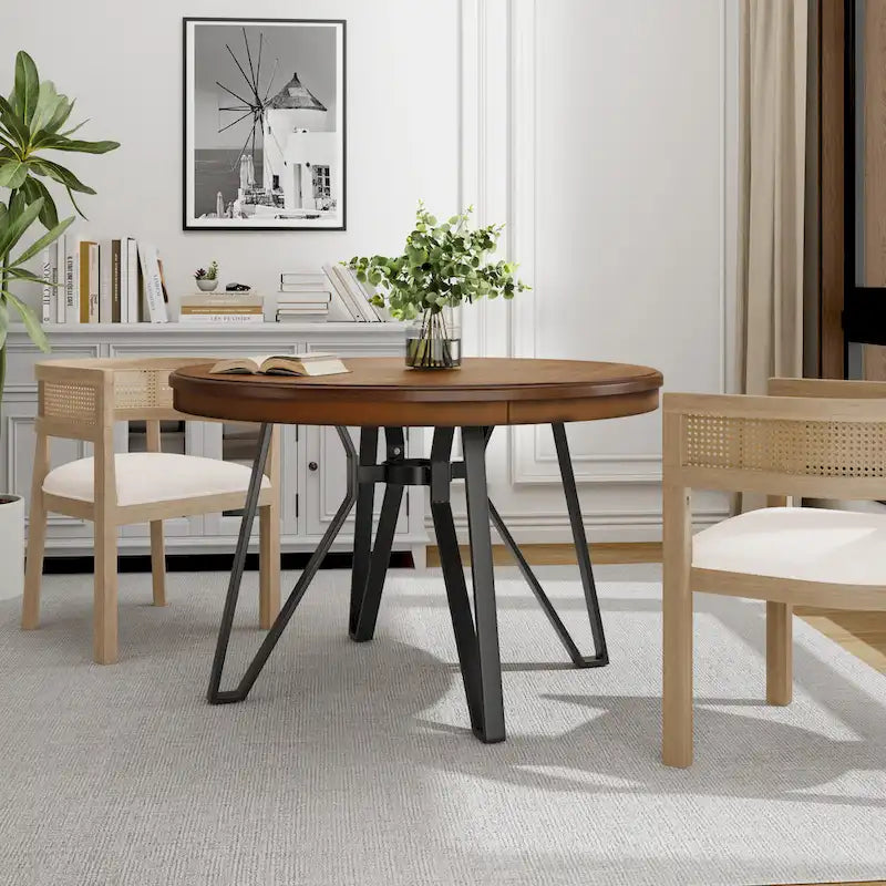 Christopher Knight Home Round Dining Table with Metal Base - 46.85 W x 46.85 D x 30 H