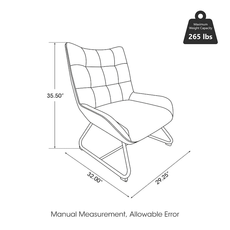 Glitzhome 35.5H Leatherette Wingback Accent Chair With Metal Legs