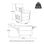 Glitzhome Lot de 2 fauteuils inclinables 41H en tissu avec dossier ergonomique segmenté