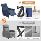 Glitzhome Lot de 2 fauteuils inclinables 41H en tissu avec dossier ergonomique segmenté