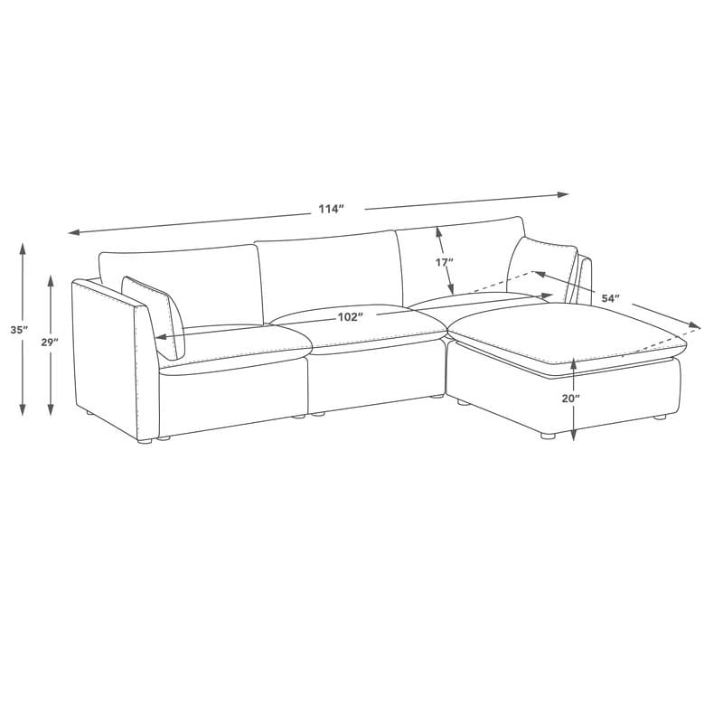 Canapés modulables d'angle Cypress avec pouf