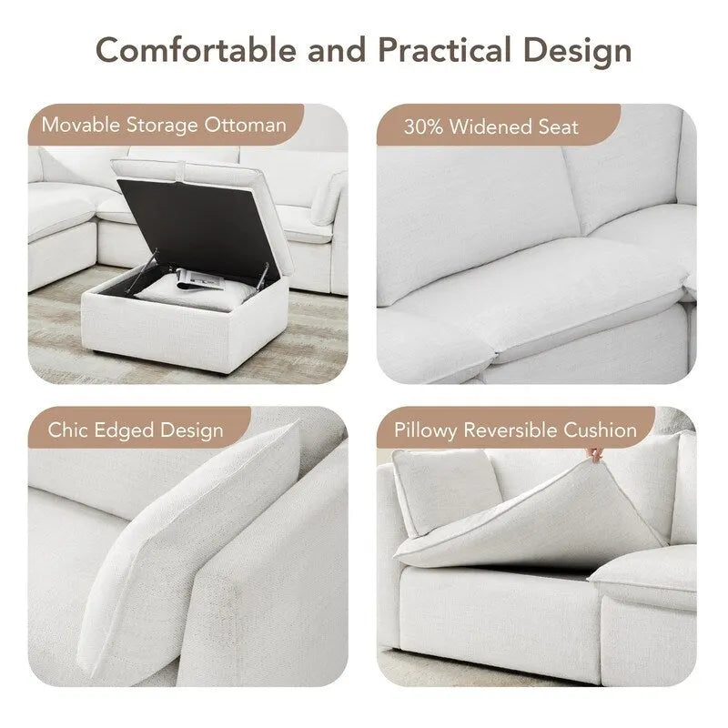 Canapés modulables d'angle Cypress avec pouf