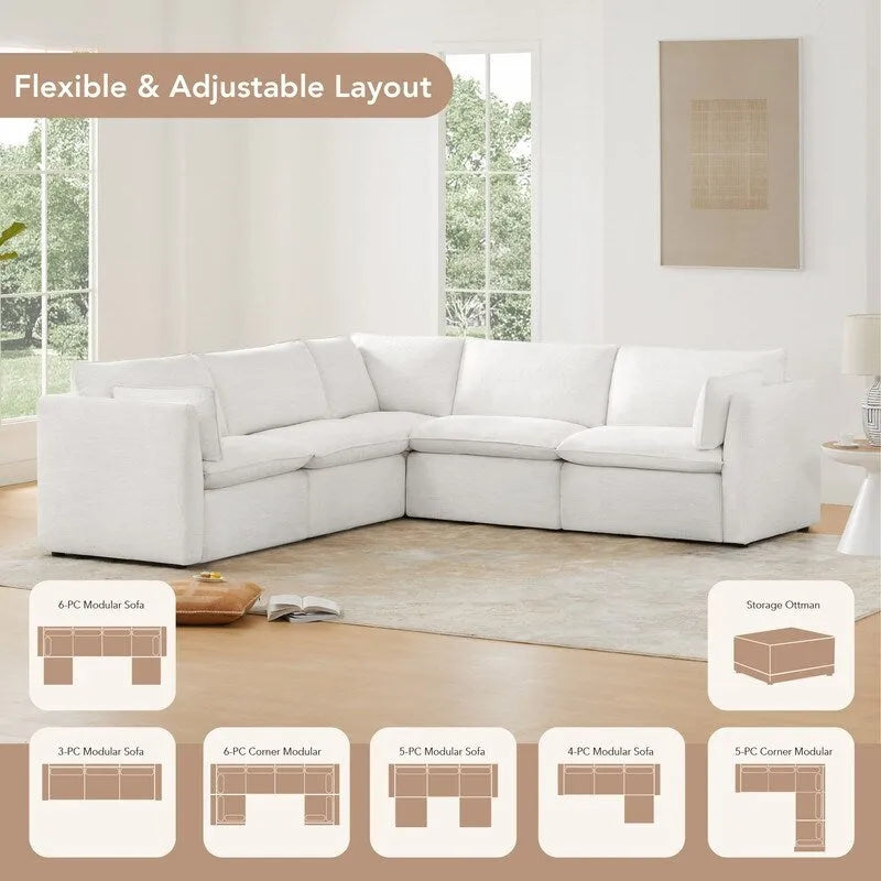 Canapés modulables d'angle Cypress avec pouf