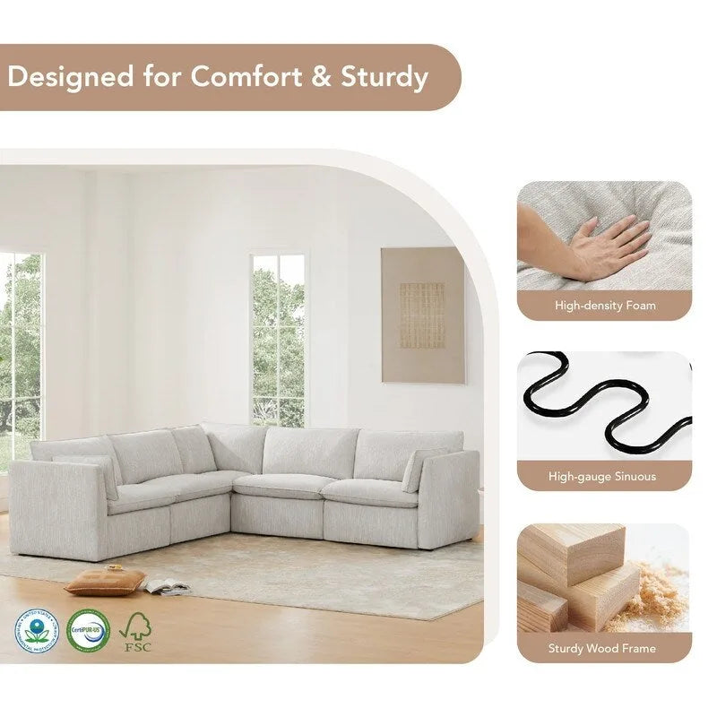 Canapés modulables d'angle Cypress avec pouf