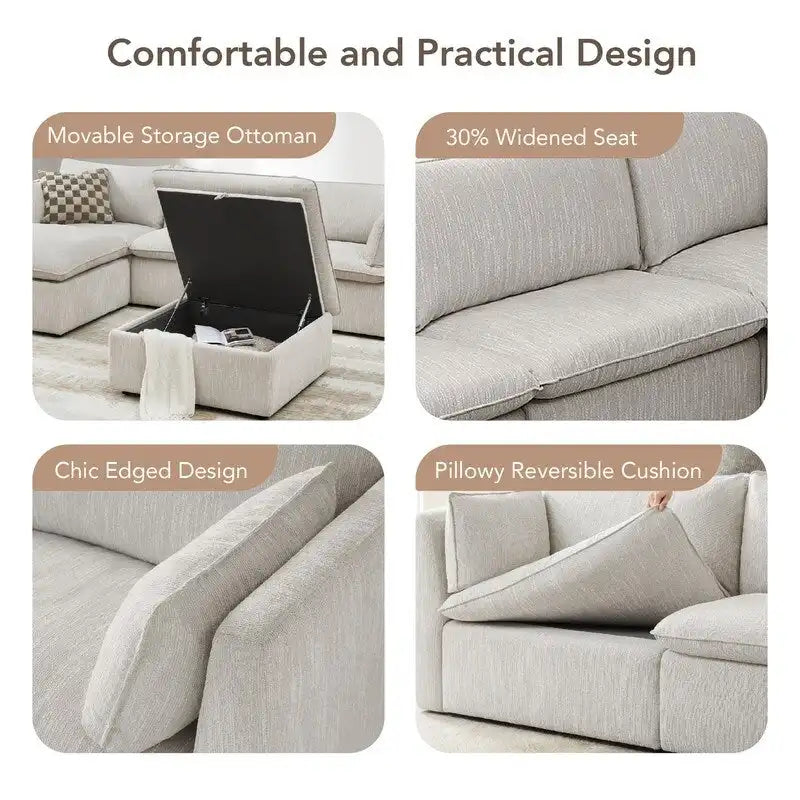Canapés modulables d'angle Cypress avec pouf