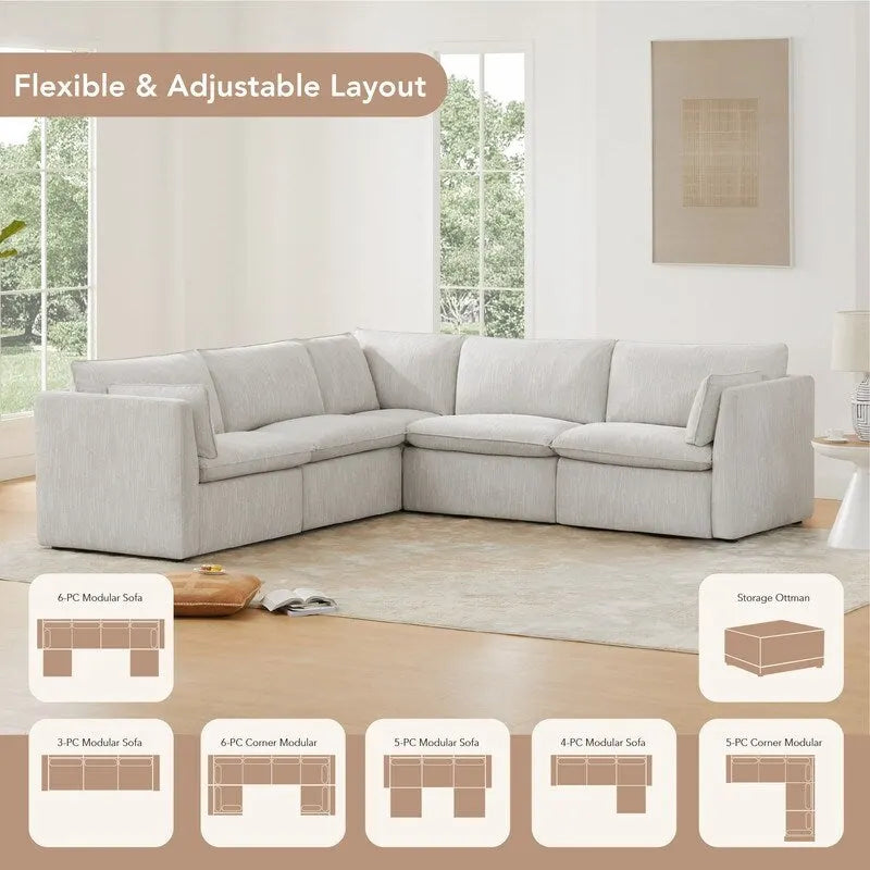 Canapés modulables d'angle Cypress avec pouf