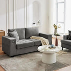 Canapé de causeuse en chenille de 70 pouces avec chargement USB Canapé d'angle moderne avec poches de rangement et housse amovible pour salon,