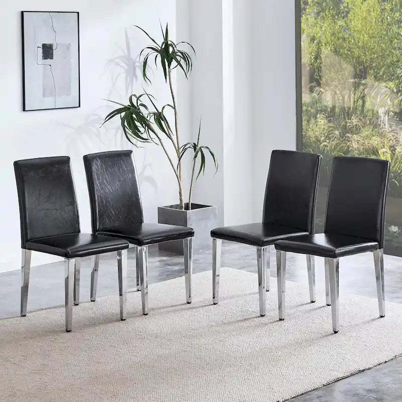 Lot de 4 chaises de salle à manger, chaises de cuisine et de salle à manger modernes, assise en similicuir, pieds en métal