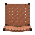Roomfitters PU Leather Counter Stools, Set of 2 Bar Height Chairs with Woven Back and Rubberwood Frame, Black Brown