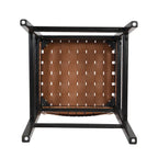 Roomfitters PU Leather Counter Stools, Set of 2 Bar Height Chairs with Woven Back and Rubberwood Frame, Black Brown