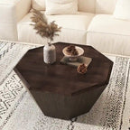 Table basse octogonale en bois d'hévéa de 31,5 pouces pour salon, chambre à coucher
