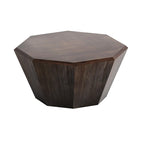 Table basse octogonale en bois d'hévéa de 31,5 pouces pour salon, chambre à coucher