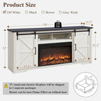 Farmhouse Fireplace TV Stand for 80 Inch TV, Entertainment Center