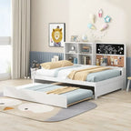 Full Pine Daybed with Blackboard, USB & Trundle