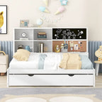 Full Pine Daybed with Blackboard, USB & Trundle