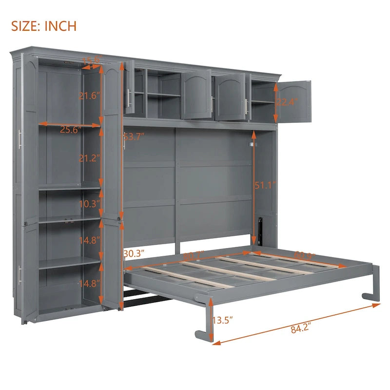 Queen Smart Murphy Bed with Wardrobe & Storage, Customizable System