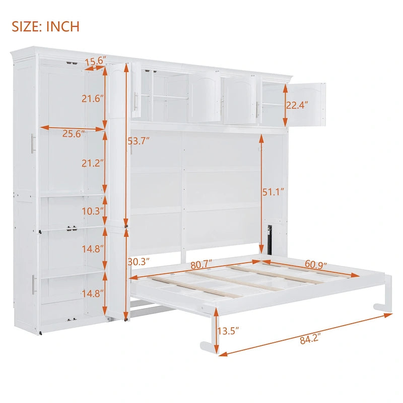Queen Smart Murphy Bed with Wardrobe & Storage, Customizable System