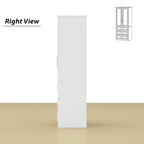 White Wardrobe Armoire Closet: Double - glass - door Design with Gold Handles and a Hanging Rod, Ideal for Organizing Clothes