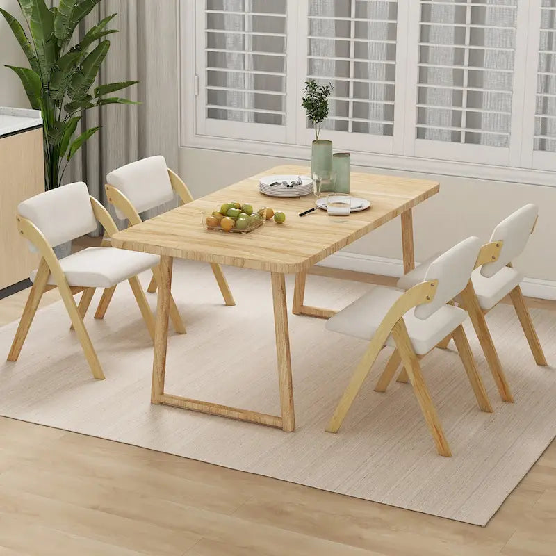 Gymax Set of 4 Dining Chairs Folding Kitchen Chair w/ Rubber Wood Legs