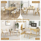 Gymax Set of 4 Dining Chairs Folding Kitchen Chair w/ Rubber Wood Legs