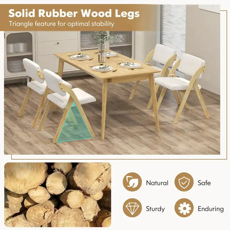Gymax Set of 4 Dining Chairs Folding Kitchen Chair w/ Rubber Wood Legs