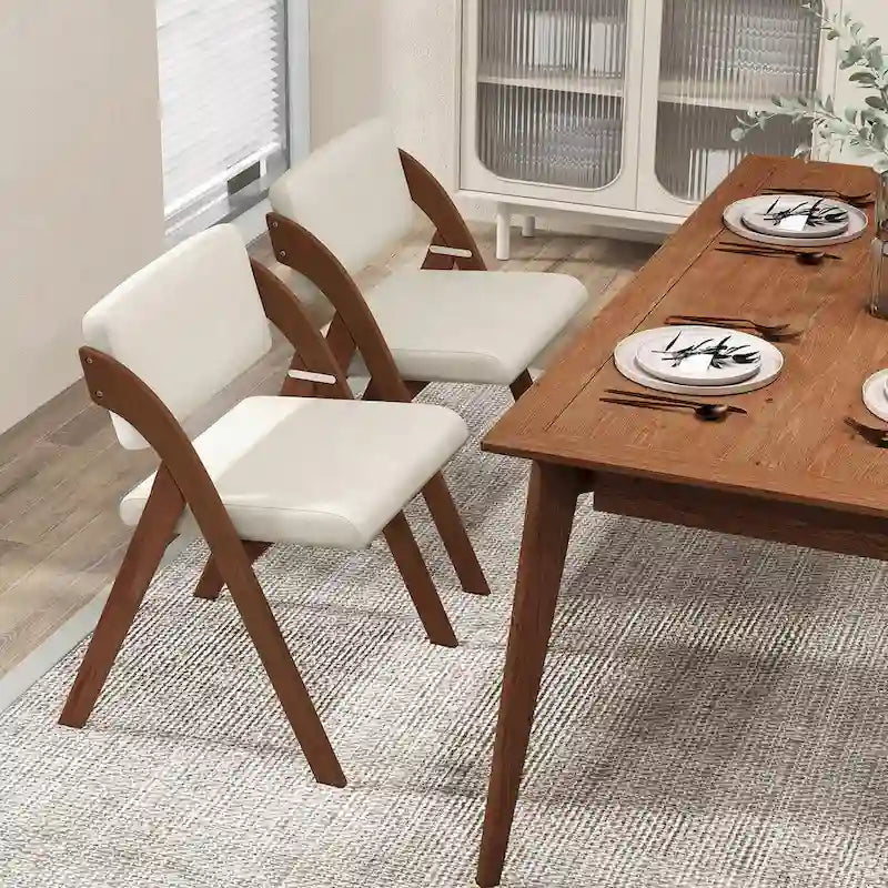 Gymax Set of 4 Dining Chairs Folding Kitchen Chair w/ Rubber Wood Legs