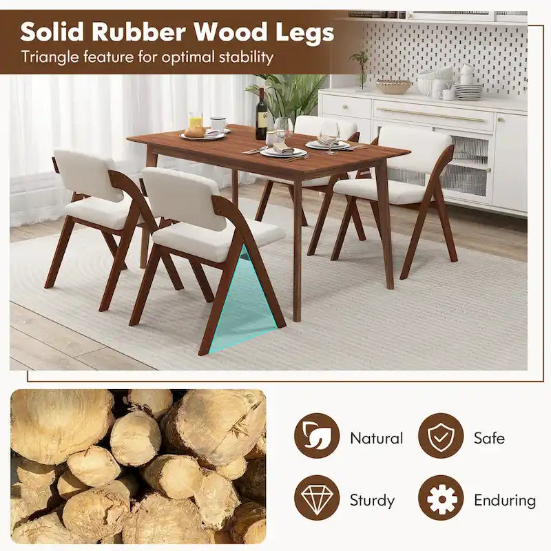 Gymax Set of 4 Dining Chairs Folding Kitchen Chair w/ Rubber Wood Legs