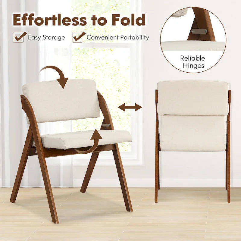 Gymax Set of 4 Dining Chairs Folding Kitchen Chair w/ Rubber Wood Legs