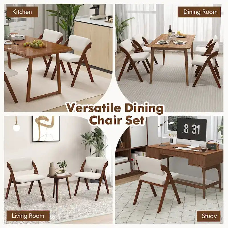 Gymax Set of 4 Dining Chairs Folding Kitchen Chair w/ Rubber Wood Legs